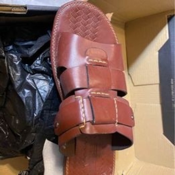 New Men’s Stacey Adams Leather Sandals in brown cognac size 9 medium main image 6